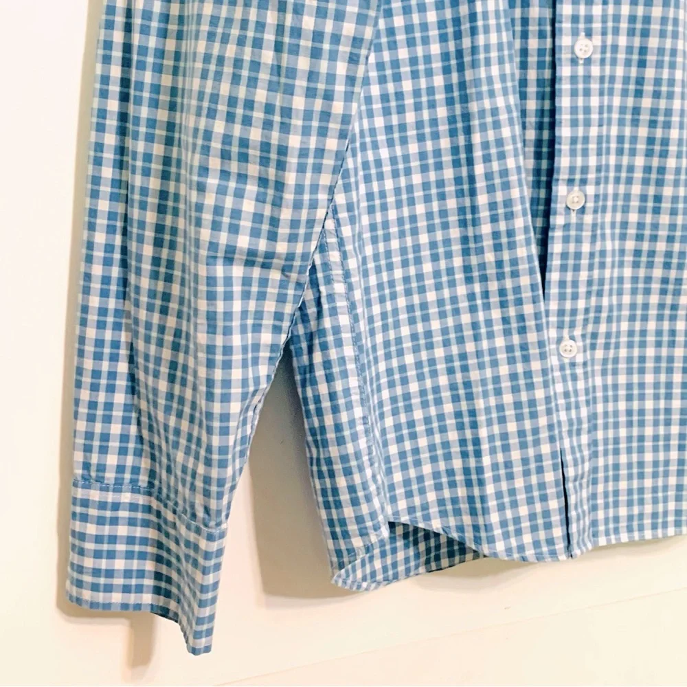 J. Crew Men’s Blue Checked Button Down Flex Washed Size Medium Slim Fit